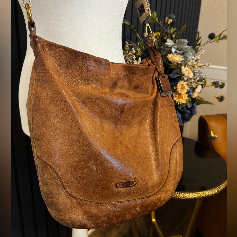 Frye Tan Leather Hobo Bag with Braided Strap